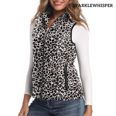 Leopard Fleece Zip Up Vest